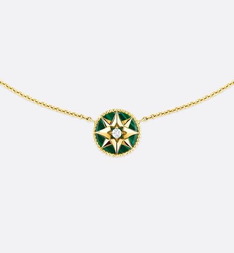 Rose des Vents Necklace Yellow Gold, Diamond and Malachite